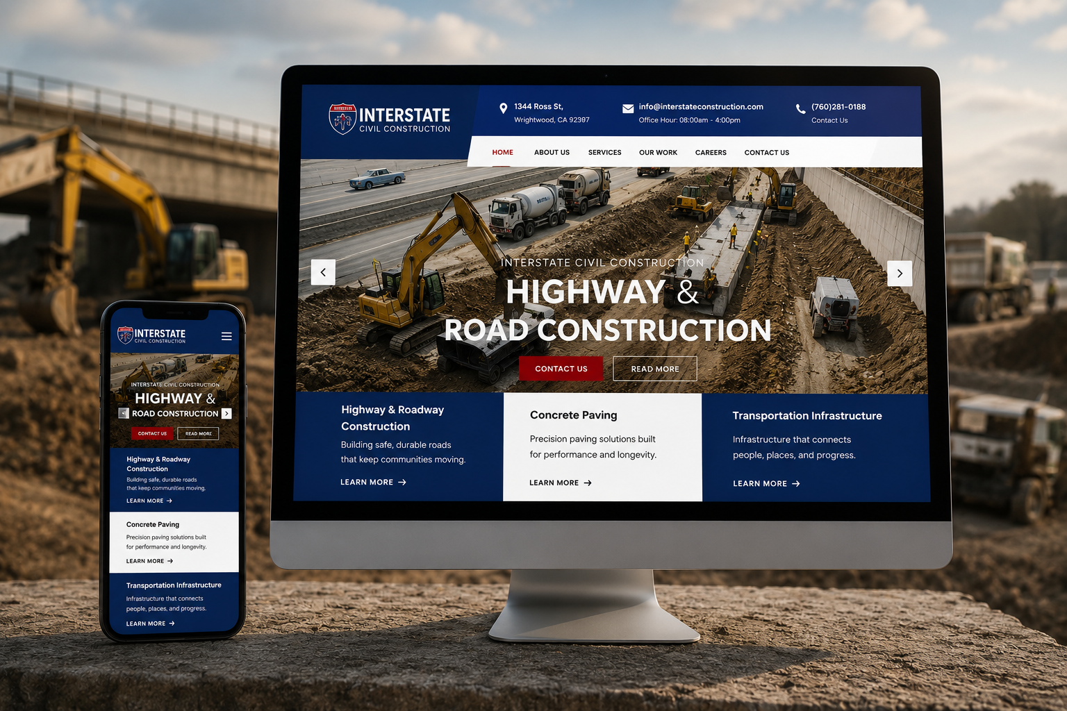 Interstate Civil Construction website mockup